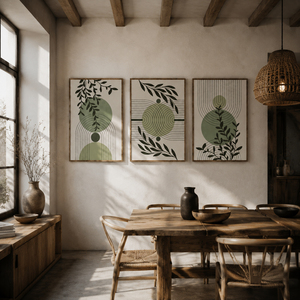 Cuadros Modernos Minimalistas con Líneas Abstractas Verdes, Pinturas de Hojas de Plantas Frescas, Cuadros Enmarcados para Dormitorio - Product Image 3
