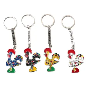 Bán buôn Bồ Đào Nha Rooster kim loại Key Ring khuyến mãi lưu niệm 3D kim loại lisboa Cock Móc chìa khóa