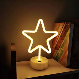 Lámpara de Noche LED con Forma de Estrella, Funciona con Pilas, Luz LED de Neón, Blanco Cálido, IP44 Impermeable, Color <span class=keywords><strong>Rosa</strong></span>, Certificación CE/ROHS, 50000 Horas de Duración - Product Image 2