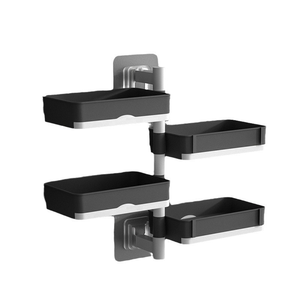 Caja de jabón de drenaje cuadrada montada en la pared de 2/3/4 capas giratoria, soporte de almacenamiento para baño, no requiere perforación - Product Image 2