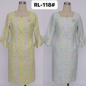 Vestidos Casuales Elegantes de Poliéster de Lujo Premium con Estampado Floral para Mujer, Vestido de Iglesia de Talla Grande con Spandex - Product Image 4