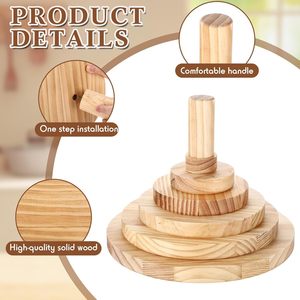 Ensemble de moules en céramique en bois massif avec manche en bois pour poterie, outil de pressage pour bols et assiettes, couleur naturelle, artisanat fait main - Product Image 2