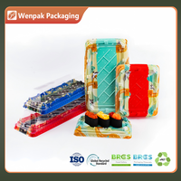 Boîte d'emballage alimentaire jetable en PET de qualité alimentaire Wenpak, écologique, rectangulaire, multi-modèles, avec couvercle anti-buée, pour sushis à emporter
