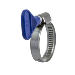 แคลมป์รัดสายยางแบบสกรูหัวแม่มือ ยี่ห้อ YDS โรงงานไต้หวัน รุ่นกันสนิม พร้อมด้ามจับสีน้ำเงิน รุ่นบัตเตอร์ฟลายแบบหนาพิเศษ 10320-09032 สำหรับงานประปา - Product Image 2