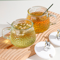 Mug en verre à l'aspect élégant, motif ours, avec poignée ergonomique, pour café, eau et thé noir