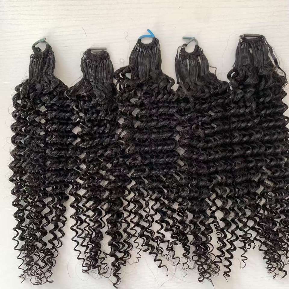 Latest Invention H6 Feathers Human Hair Extension Invisible Line Cuticle Aligned Micro Loop Hand Tied Feathering Weft Wifi Hair