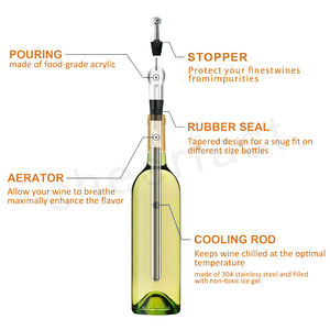 Enfriador de Vino de Acero Inoxidable de 3 Piezas, Varilla de Enfriamiento Rápido sin Hielo, Fácil de Transportar para Fiestas - Product Image 6