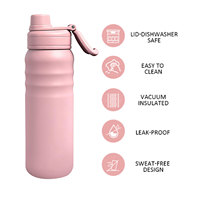 Bouteille d'eau isotherme sous vide en acier inoxydable 24 oz avec couvercle rabattable, anti-fuite, personnalisable avec logo, couleurs assorties – Meilleures ventes