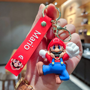 Dessin animé personnalisé 3D en caoutchouc Super <span class=keywords><strong>Bro</strong></span> Marioed en caoutchouc PVC Porte-clés Kawaii Marioed en silicone pour sac de voiture Porte-clés de décoration en PVC - Product Image 3
