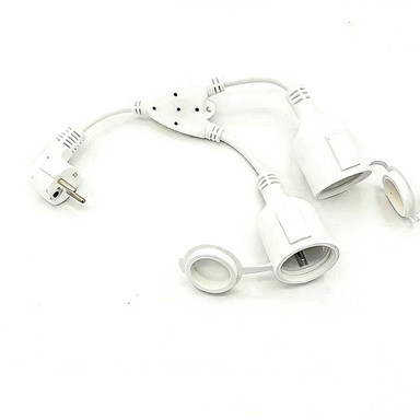 IP44 European Waterproof Plug Power Cord, EU Standard 1-in 2-out Extension Power Cable