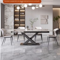 Table à manger multifonctionnelle de style italien, légère et luxueuse, en quartz, avec cadre métallique, extensible, rectangulaire, pour espaces compacts, usage domestique