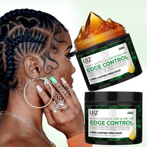 개인 라벨 블랙 피마자 오일 강한 스타일링 헤어 젤 가장자리 제어 비 기름기 브레이드 헤어 왁스 - Product Image 1