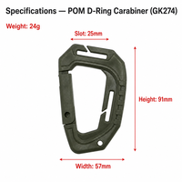 Mousqueton classique en POM avec anneau en D, 91 mm, léger (24 g), pour laisse de chien, sac à dos, équipement de plein air, porte-clés, noir olive, OEM