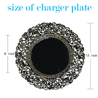 Assiette de présentation de luxe en plastique doré, style baroque, 13 pouces, jetable/durable, avec motif ajouré irrégulier et décorations festonnées, pour la restauration