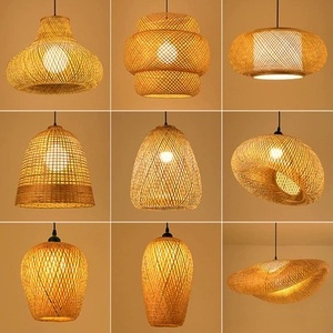 Lustre en rotin tressé à la main, lampe à fleurs multi-niveaux, lampe suspendue rustique pour salle à manger, grande lampe à <span class=keywords><strong>suspension</strong></span> en forme de panier rond - Product Image 4