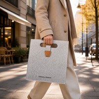 Sac fourre-tout en feutre avec logo personnalisé en relief et boucle en cuir PU, robuste et portable, idéal pour les affaires et le shopping – Fournisseur d'usine