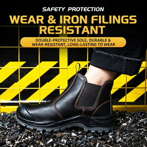 Bottes de sécurité Chelsea en cuir noir DSF930, imperméables, antidérapantes, chaussures de travail à la cheville - Product Image 3
