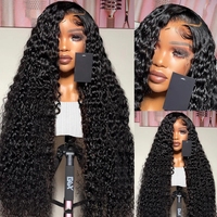 Perruque 13x4 Full Lace Frontal Water Wave en Cheveux Humains Vierges Brésiliens, Dentelle Suisse Transparente, pour Femmes Noires
