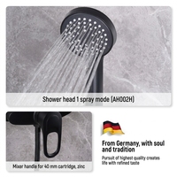 Ensemble de douche de salle de bain moderne en chrome à deux fonctions, mitigeur de salle de bain gris en laiton avec douchette à trois fonctions