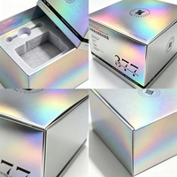 Boîte en papier cosmétique avec logo holographique en feuille d'argent pour fard à paupières et maquillage