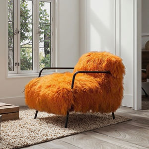 Salon design italien de luxe moderne Chaises simples en tissu Salon de loisirs Fauteuil en laine de <span class=keywords><strong>mouton</strong></span> - Product Image 4