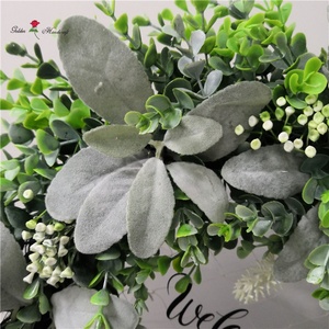 QSLH-WE056 Eucalyptus Greenery <strong>Wreaths</strong> with Poly Deco Mesh Artificial <strong>Spring</strong> <strong>Wreath</strong> for Advent - Product Image 3