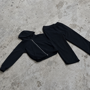 OEM Manufacturer Custom Heavyweight <b>Tracksuit</b> Streetwear Drop Shoulder Oversized Embroidery Zipper Hoodies Set - Product Image 5