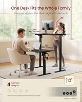 Bureau debout électrique en acier VASAGLE 47,2x23,6 pouces, hauteur réglable, rappel de position sédentaire, 4 mémoires de hauteur, bureau à domicile