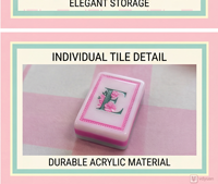Tuiles de Mahjong américaines en acrylique double, vert menthe et rose, de luxe, modernes, portables, avec motif floral vintage dessiné à la main et imprimé botanique