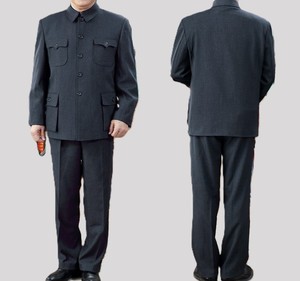 Ensemble de costumes chinois pour hommes en gros : <span class=keywords><strong>Veste</strong></span> Zhongshan à simple boutonnage et pantalon (2 pièces) - Product Image 3
