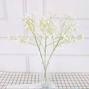 QiHao-flores artificiales de respiración para bebé, 3 tenedores, flores decorativas para el hogar y la boda, gran oferta