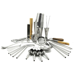 Camol Ensemble de 32 pièces pour shaker Boston, outils de <span class=keywords><strong>bar</strong></span> en acier inoxydable, comprenant doseur, pinces à glace, pilon, passoire, pailles et brosses - Product Image 4