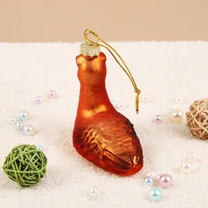 دلاية على شكل تركي من الزجاج منفوخ يدويًا ديكورات أعياد الميلاد زينة معلقة
