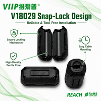 V18029 Inti Ferit Anti-Interferensi Tipe Snap-on 6mm ID, Inti Penekan EMC Sesuai RoHS&REACH untuk Kabel Daya & Sinyal