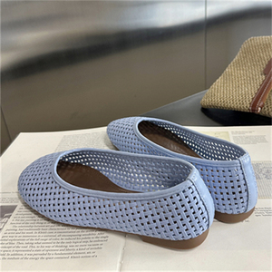 2025 New Breathable Soft Bottom Flat Mesh Summer Sandals Hollow Solid Color Large Size Lazy Work slippers for Outdoor Use - Product Image 4
