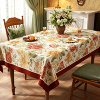 Nappe de table rectangulaire vintage à motif floral en PVC, imperméable et résistante à l'huile, pour la salle à manger, la maison et les fêtes