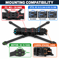 Châssis FPV Axisflying MANTA10 Lite 10 pouces True X Long Range en fibre de carbone T700, bras de 440 mm 7 mm, 389 g, 30.5 FC, VTX 20x20