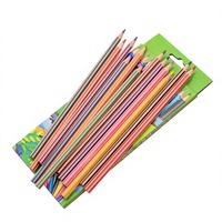 Crayons de couleur en plastique sans bois, 12 couleurs, crayons de coloriage pastel rayés, kit de papeterie pour étudiants, Lapis De Cor