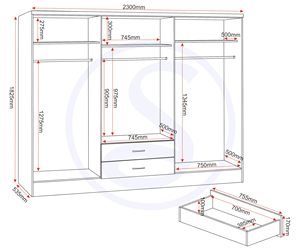Armario Moderno SENYU Blanco con Puertas con Espejo, 2 Cajones, Diseño de Panel Plano con Bisagras, Mueble de Almacenamiento para Dormitorio - Product Image 3