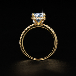 Anillo de Moissanita Ovalada Chapado en Oro de Plata de Ley S925 de 3 Quilates que Pasa la Prueba del Bolígrafo, para Mujer, Compromiso, Boda - Product Image 2