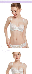 Hot Lace Mesh See Through Underwear <b>Sexy</b> 2 Pcs Ultra-thin Push up Lingerie <b>Set</b> for Women - Product Image 5