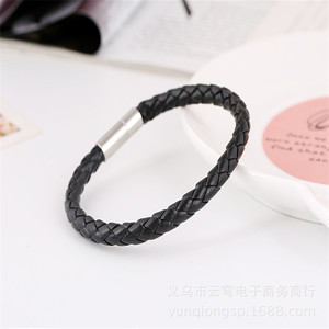 Leather Braided <b>Bracelet</b> 6Mm Single Layer Magnetic Clasp Black 18Cm 20Cm Fashion Jewelry For Men Women - Product Image 5