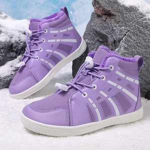 Bottes de neige d'hiver pour enfants, bottines à bout rond, doublure en peluche, semelle extérieure en caoutchouc, unisexe, confortables pour l'extérieur - Product Image 4