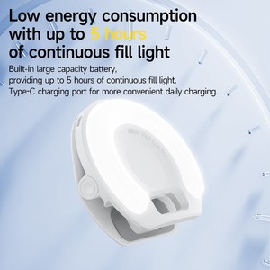 Anillo de Luz LED para Selfies, Mini Lámpara de Maquillaje Recargable con Clip para Celular, Ideal para Fotografía Móvil - Product Image 2