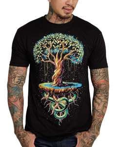 T-shirts à manches courtes en coton 100% écologique pour hommes, imprimé cosmique, espace trippant, transfert par sublimation, tissu tricoté - Product Image 4