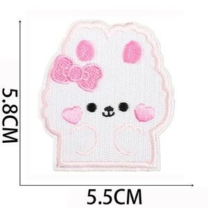 Patch thermocollant en feutre non tissé entièrement brodé avec motif lapin blanc, nœud et carotte, en fil de polyester, pour vêtements et chapeaux - Product Image 2