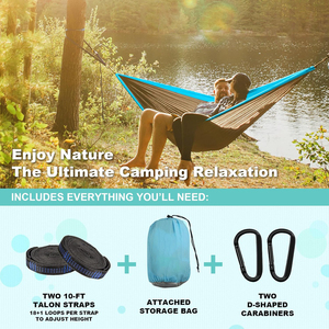Hamac de camping double et simple, portables, avec 2 sangles pour arbres et sac de transport intégré, idéal pour l'extérieur - Product Image 5