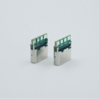 유형 C 16 핀 암 커넥터 PCB 보드 솔더 터미널 장착 이중 5.1K 저항 10mm 길이 USB 커넥터