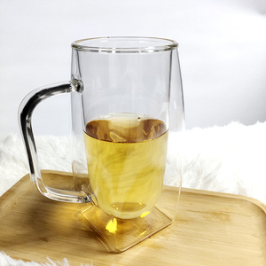 Taza de vidrio de doble pared hidroclórica DE ALTO borosilicato con asa cielo redondo y tierra cuadrada - Product Image 6