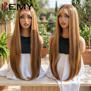 KEMY HAIR Peluca Rubia Ondulada Suelta de Fibra de Alta Temperatura HD, <span class=keywords><strong>Pelucas</strong></span> Sintéticas Frontales al por Mayor para <span class=keywords><strong>Mujer</strong></span>, Transparente Negro Rubio - Product Image 1